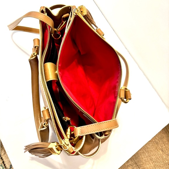 Prix De Dressage Brown leather with cream trim shoulder bag/handbag - Picture 7 of 12